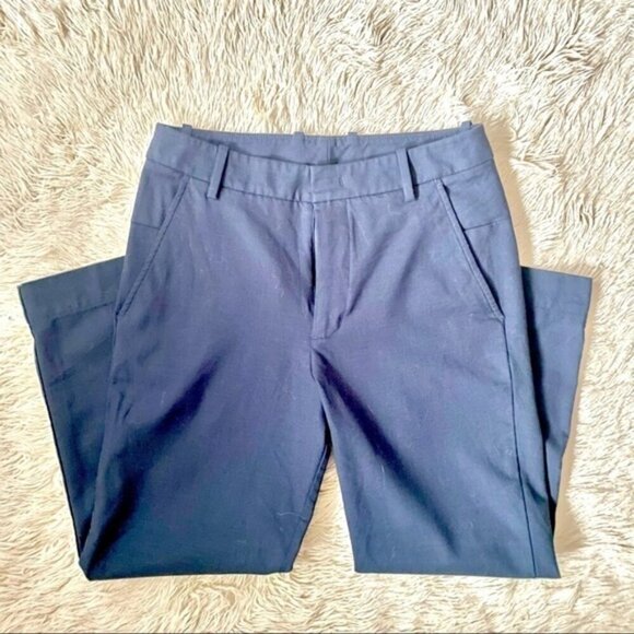 Kit & Ace Navy Blue Wool Stretch Suiting Flat Front Crop Trouser Pants - 28" - Picture 8 of 13